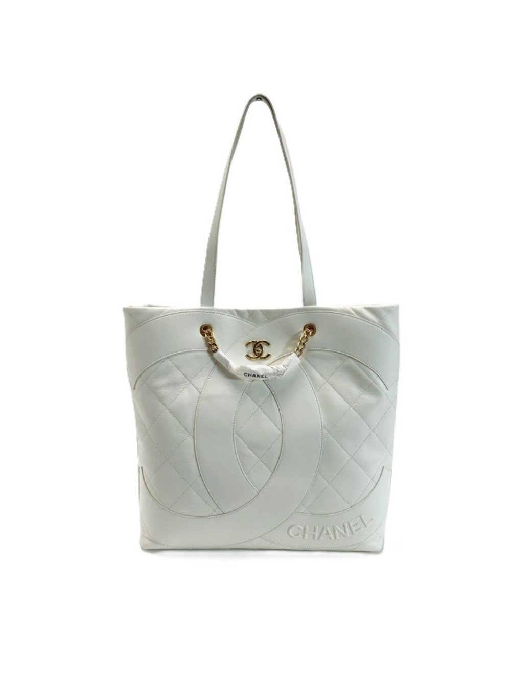 Chanel Maxi Shopping Quilted White Large Tote Bag